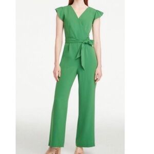 Ann Taylor Ruffle Sleeve Green Jumpsuit - 4P - NWOT